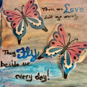 Brand new handmade canvas with 3D butterflies